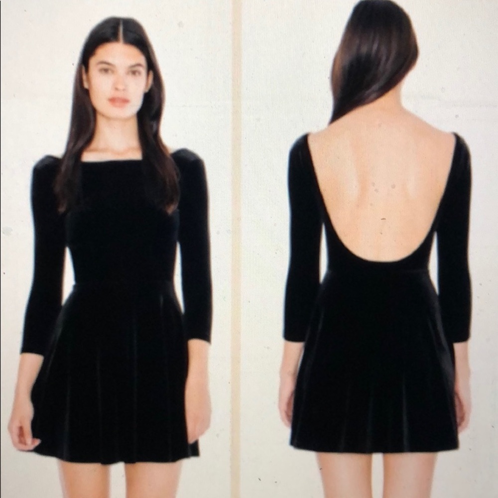 American apparel low back black velvet dress